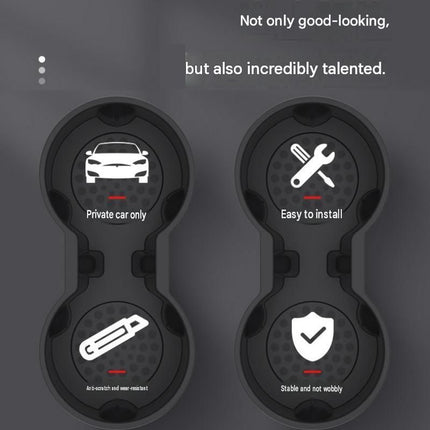 Grey Car Cup Holder Insert - TPE Material, Non-Slip Dual Slot Stabiliser for Center Console, Easy Clean Car Accessory