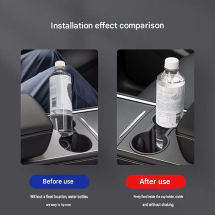 Black Car Cup Holder Insert - TPE Material, Non-Slip Dual Slot Stabiliser for Center Console, Easy Clean Car Accessory