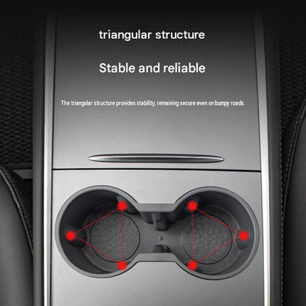 Black Car Cup Holder Insert - TPE Material, Non-Slip Dual Slot Stabiliser for Center Console, Easy Clean Car Accessory
