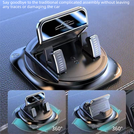 1-pack Black Dashboard Car Phone Holder Mount - 360 Degree Rotatable, Non-Slip Gel Base, One-Hand Operation, Universal Smartphone Support for Navigation and Daily Driving