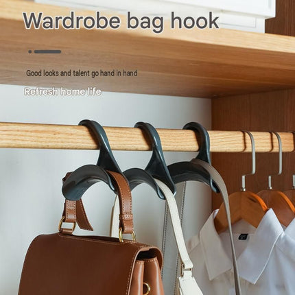 3-pack white Arched Wardrobe Bag Hook - Heavy Duty PP Plastic Hanger for Handbags, Ties, Scarves, Hats, Fits Rods Up to 3.5cm, Space Saving Closet Organizer