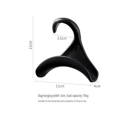 3-pack black  Arched Wardrobe Bag Hook - Heavy Duty PP Plastic Hanger for Handbags, Ties, Scarves, Hats, Fits Rods Up to 3.5cm, Space Saving Closet Organizer