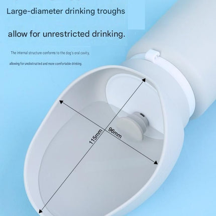 Grey Portable Dog Water Bottle 550ml - Grade Silicone, Collapsible Leak Proof Design with Wrist Strap for Walking and Travel