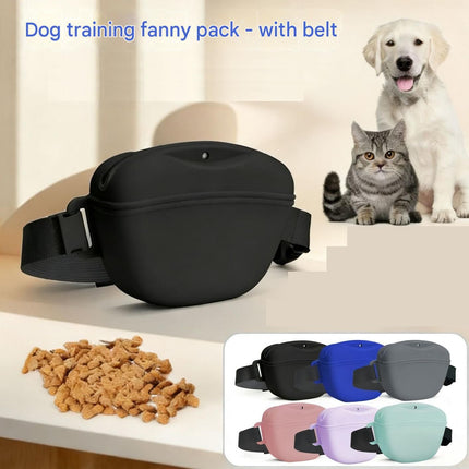 Pink Silicone Dog Training Treat Pouch - Magnetic Closure, Adjustable Waist Belt, Portable Pet Snack Bag for Walking and Obedience Training