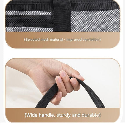 Grey small size Large Capacity Mesh Beach Tote Bag - Breathable PET  with Multi-Pocket Storage, Quick-Dry Design for Travel, Gym, and Poolside Use