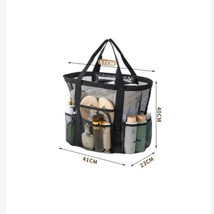 Pink large size Large Capacity Mesh Beach Tote Bag - Breathable PET  with Multi-Pocket Storage, Quick-Dry Design for Travel, Gym, and Poolside Use