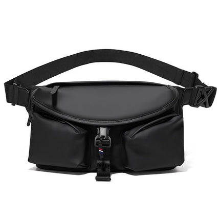 Black Ultra-Light Men's Crossbody Bag - PU Water-Resistant Sling Bag with Multi-Compartment Storage, Adjustable Strap, and Secure Zipper Closure for Commuting, Cycling, and Urban Travel