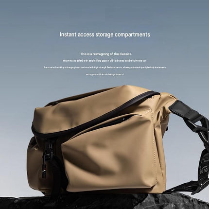 Black Ultra-Light Men's Crossbody Bag - PU Water-Resistant Sling Bag with Multi-Compartment Storage, Adjustable Strap, and Secure Zipper Closure for Commuting, Cycling, and Urban Travel