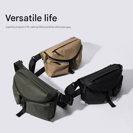 Black Ultra-Light Men's Crossbody Bag - PU Water-Resistant Sling Bag with Multi-Compartment Storage, Adjustable Strap, and Secure Zipper Closure for Commuting, Cycling, and Urban Travel