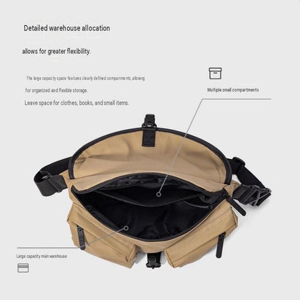 Black Ultra-Light Men's Crossbody Bag - PU Water-Resistant Sling Bag with Multi-Compartment Storage, Adjustable Strap, and Secure Zipper Closure for Commuting, Cycling, and Urban Travel