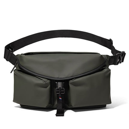 Green Ultra-Light Men's Crossbody Bag - PU Water-Resistant Sling Bag with Multi-Compartment Storage, Adjustable Strap, and Secure Zipper Closure for Commuting, Cycling, and Urban Travel