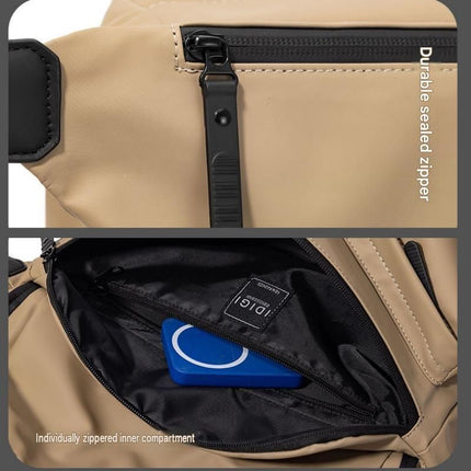 Green Ultra-Light Men's Crossbody Bag - PU Water-Resistant Sling Bag with Multi-Compartment Storage, Adjustable Strap, and Secure Zipper Closure for Commuting, Cycling, and Urban Travel