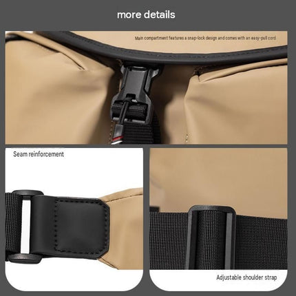 Khaki Ultra-Light Men's Crossbody Bag - PU Water-Resistant Sling Bag with Multi-Compartment Storage, Adjustable Strap, and Secure Zipper Closure for Commuting, Cycling, and Urban Travel