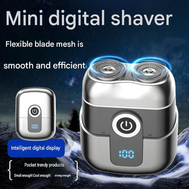 Gray  Mini Portable Electric Shaver for Men and a set of spare integral blades - Floating Heads, IPX6 Waterproof Wet & Dry Use, LED Battery Display, Type-C Fast Charging, Compact Travel Grooming Kit,Suitable for gifting