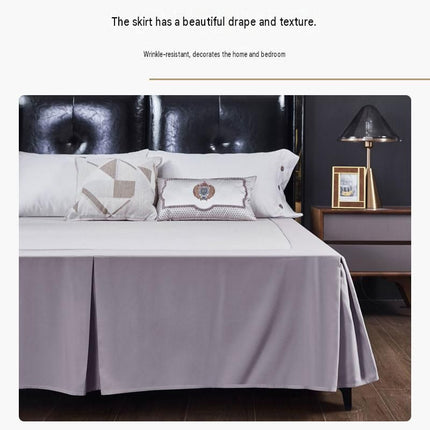 Grey 152x203x38cm Elastic Bed Skirt - Thickened Polyester Fitted Valance with Double-Layer High-Stretch Band, Wrinkle-Resistant Drop