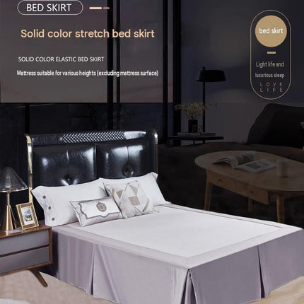 Black 137x190x38cm Elastic Bed Skirt - Thickened Polyester Fitted Valance with Double-Layer High-Stretch Band, Wrinkle-Resistant Drop