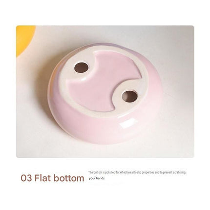 Pink Ceramic Pet Donut Bowl - 50ml  Food Dish for Cats and Small Dogs - Non Slip Base, Easy Clean Glaze, Compact Snack Feeder, Pastel Colours, Home and Travel Use