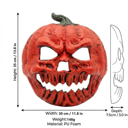 3-pack Scary Pumpkin Mask - PU Foam Pumpkin Head Costume Prop, DIY Halloween Party Decoration for Carnival, Fancy Dress, Birthdays and Festive Displays