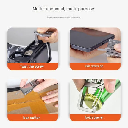 1-pack 13-in-1 Stainless Steel Multi Function Tool - SIM Card Ejector, Phone Stand, Screwdriver and Camera Tripod Accessory for Photography and Everyday Repairs