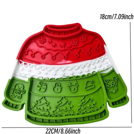 1-pack Pet Lick Mat - Food Grade Silicone Christmas Sweater Slow Feeder with Multi Suction Non Slip Base, Interactive Calming Enrichment for Dogs and Cats
