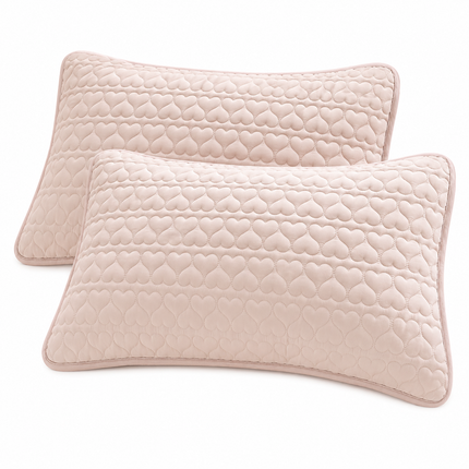 Skin-friendly and comfortable Pillow Protector 48x74cm Pink（Pack of 1 pair）- Sweat and Oil Resistant Polyester Pillowcase with Quilted Padding, Easy Clean Bedding Cover for Home Use