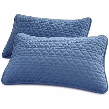 Skin-friendly and comfortable Pillow Protector 48x74cm Blue（Pack of 1 pair）- Sweat and Oil Resistant Polyester Pillowcase with Quilted Padding, Easy Clean Bedding Cover for Home Use