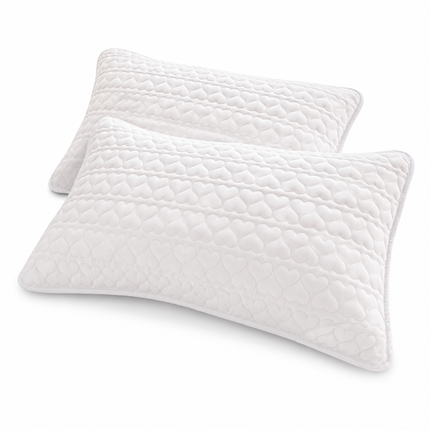 Skin-friendly and comfortable Pillow Protector 48x74cm White（Pack of 1 pair）- Sweat and Oil Resistant Polyester Pillowcase with Quilted Padding, Easy Clean Bedding Cover for Home Use