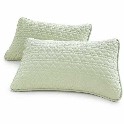 Skin-friendly and comfortable Pillow Protector 48x74cm Green（Pack of 1 pair） - Sweat and Oil Resistant Polyester Pillowcase with Quilted Padding, Easy Clean Bedding Cover for Home Use