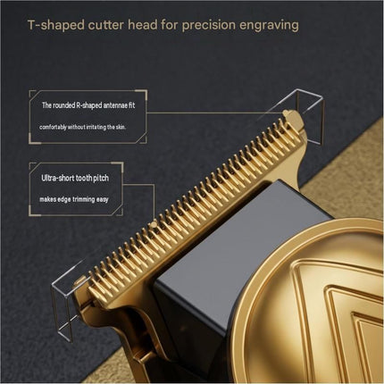 Golden Men's Electric Hair Trimmer Kit - Titanium Alloy Blade, USB Rechargeable with LED Display, 4 Guide Combs, Ergonomic Grip for Home Grooming and Beard Styling,Suitable as a Father's Day gift.