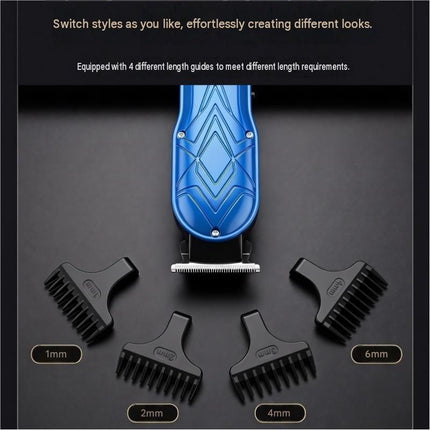 Golden Men's Electric Hair Trimmer Kit - Titanium Alloy Blade, USB Rechargeable with LED Display, 4 Guide Combs, Ergonomic Grip for Home Grooming and Beard Styling,Suitable as a Father's Day gift.