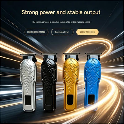 Black Men's Electric Hair Trimmer Kit - Titanium Alloy Blade, USB Rechargeable with LED Display, 4 Guide Combs, Ergonomic Grip for Home Grooming and Beard Styling,Suitable as a Father's Day gift.