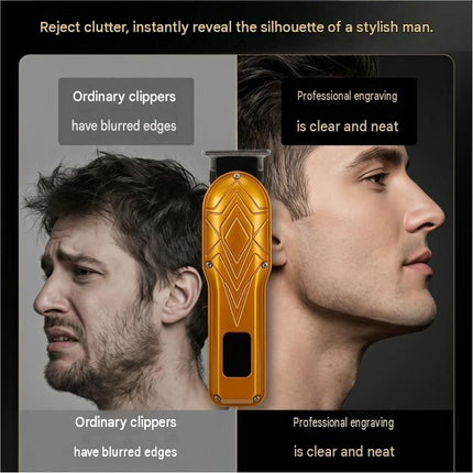Black Men's Electric Hair Trimmer Kit - Titanium Alloy Blade, USB Rechargeable with LED Display, 4 Guide Combs, Ergonomic Grip for Home Grooming and Beard Styling,Suitable as a Father's Day gift.