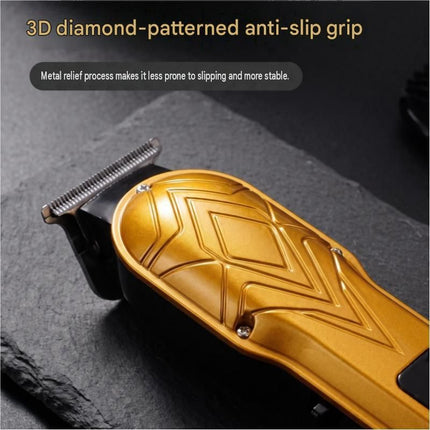 Black Men's Electric Hair Trimmer Kit - Titanium Alloy Blade, USB Rechargeable with LED Display, 4 Guide Combs, Ergonomic Grip for Home Grooming and Beard Styling,Suitable as a Father's Day gift.
