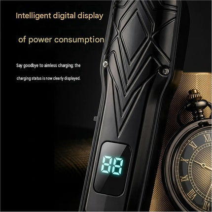 Black Men's Electric Hair Trimmer Kit - Titanium Alloy Blade, USB Rechargeable with LED Display, 4 Guide Combs, Ergonomic Grip for Home Grooming and Beard Styling,Suitable as a Father's Day gift.