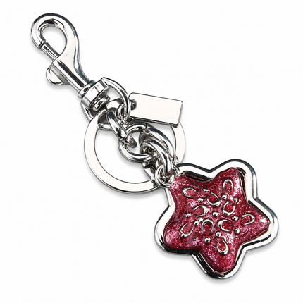Star pattern Keychain Bag Charm Silvery（Pack of 1）- Metal Alloy Pendant with Lobster Clasp, 4.3cm Decorative Accessory for Handbags, Backpacks, and Keys, Suitable as a gift