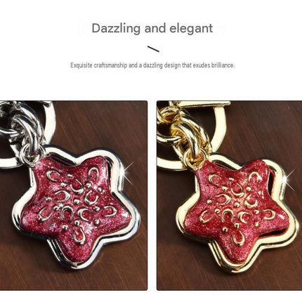 Star pattern Keychain Bag Charm Silvery（Pack of 2）- Metal Alloy Pendant with Lobster Clasp, 4.3cm Decorative Accessory for Handbags, Backpacks, and Keys, Suitable as a gift