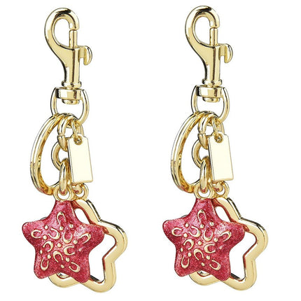 Star pattern Keychain Bag Charm Golden（Pack of 2）- Metal Alloy Pendant with Lobster Clasp, 4.3cm Decorative Accessory for Handbags, Backpacks, and Keys, Suitable as a gift