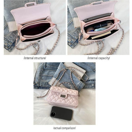 White Quilted Chain Shoulder Bag with Silvery Star Charm - PU Leather Small Square Crossbody - Adjustable Strap, Metal Hardware, Lightweight Everyday Handbag for Women