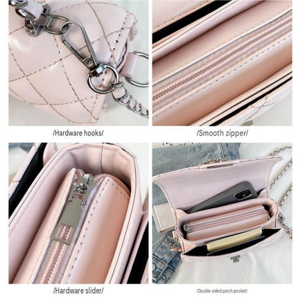 Black Quilted Chain Shoulder Bag with Silvery Star Charm - PU Leather Small Square Crossbody - Adjustable Strap, Metal Hardware, Lightweight Everyday Handbag for Women