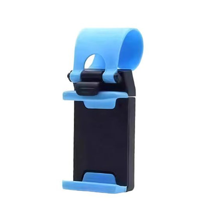 Steering Wheel Phone Mount Blue（Pack of 1）- ABS Plastic Car Phone Holder with Silicone Grip, Universal 4-6 Inch Smartphone Clip for Navigation, Hands-Free Driving Accessory