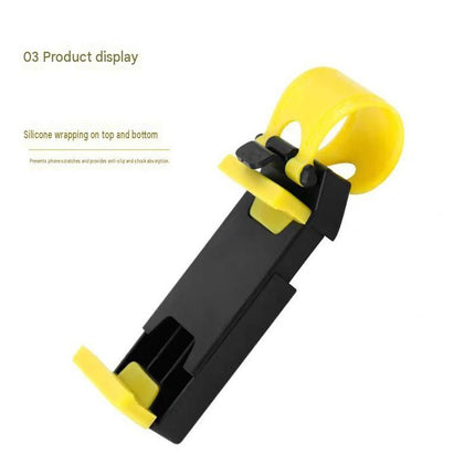 Steering Wheel Phone Mount Black（Pack of 1）- ABS Plastic Car Phone Holder with Silicone Grip, Universal 4-6 Inch Smartphone Clip for Navigation, Hands-Free Driving Accessory