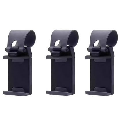 Steering Wheel Phone Mount Black（Pack of 3）- ABS Plastic Car Phone Holder with Silicone Grip, Universal 4-6 Inch Smartphone Clip for Navigation, Hands-Free Driving Accessory