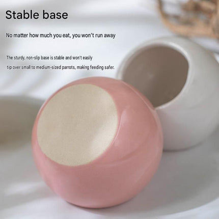 Anti-Splash Ceramic Parrot Feeder Bowl White（Pack of 1）- Gnaw-Resistant Bird Food Dish with Stable Base, 150ml Capacity, Smooth Glaze Finish for Small Birds