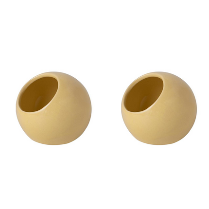 Anti-Splash Ceramic Parrot Feeder Bowl Yellow（Pack of 2）- Gnaw-Resistant Bird Food Dish with Stable Base, 150ml Capacity, Smooth Glaze Finish for Small Birds
