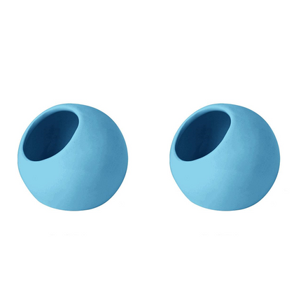 Anti-Splash Ceramic Parrot Feeder Bowl Blue（Pack of 2）- Gnaw-Resistant Bird Food Dish with Stable Base, 150ml Capacity, Smooth Glaze Finish for Small Birds