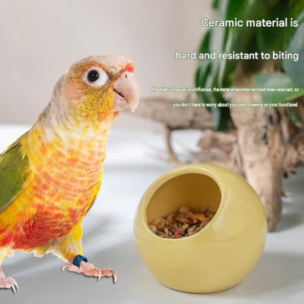 Anti-Splash Ceramic Parrot Feeder Bowl Blue（Pack of 2）- Gnaw-Resistant Bird Food Dish with Stable Base, 150ml Capacity, Smooth Glaze Finish for Small Birds