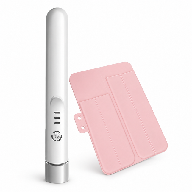 White Cordless Mini Hair Straightener and Pink Curler and Heat Resistant Silicone Storage Mat - 3 Temperature Settings,  Travel Friendly, Alloy Heating Plates, Portable Styling Kit,Suitable as a gift