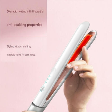 Green Cordless Mini Hair Straightener and Pink Curler and Heat Resistant Silicone Storage Mat - 3 Temperature Settings,  Travel Friendly, Alloy Heating Plates, Portable Styling Kit,Suitable as a gift