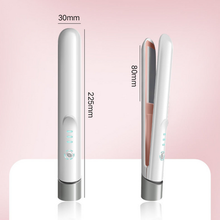 Green Cordless Mini Hair Straightener and Pink Curler and Heat Resistant Silicone Storage Mat - 3 Temperature Settings,  Travel Friendly, Alloy Heating Plates, Portable Styling Kit,Suitable as a gift