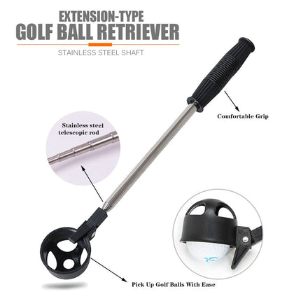 2 Pack Telescopic Golf Ball Retriever - Stainless Steel Shaft, Non-Slip Rubber Grip, 40cm to 200cm Adjustable Length, Portable Pick-Up Tool for Course and Water Hazards